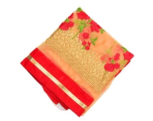 Bufanda larga india vintage Dupatta flor Zari bordado a mano tejido velo estola - Imagen 1 de 9