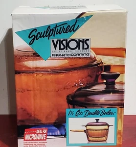 Set caldaia doppia Corning Visions vintage 1 1/2 quarto con scatola - Foto 1 di 5