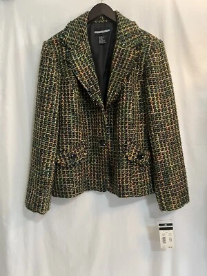 NWT Requirements Multicolor Tweed Button Front Long Sleeve Blazer  SZ18  VINTAGE - Image 1 of 4