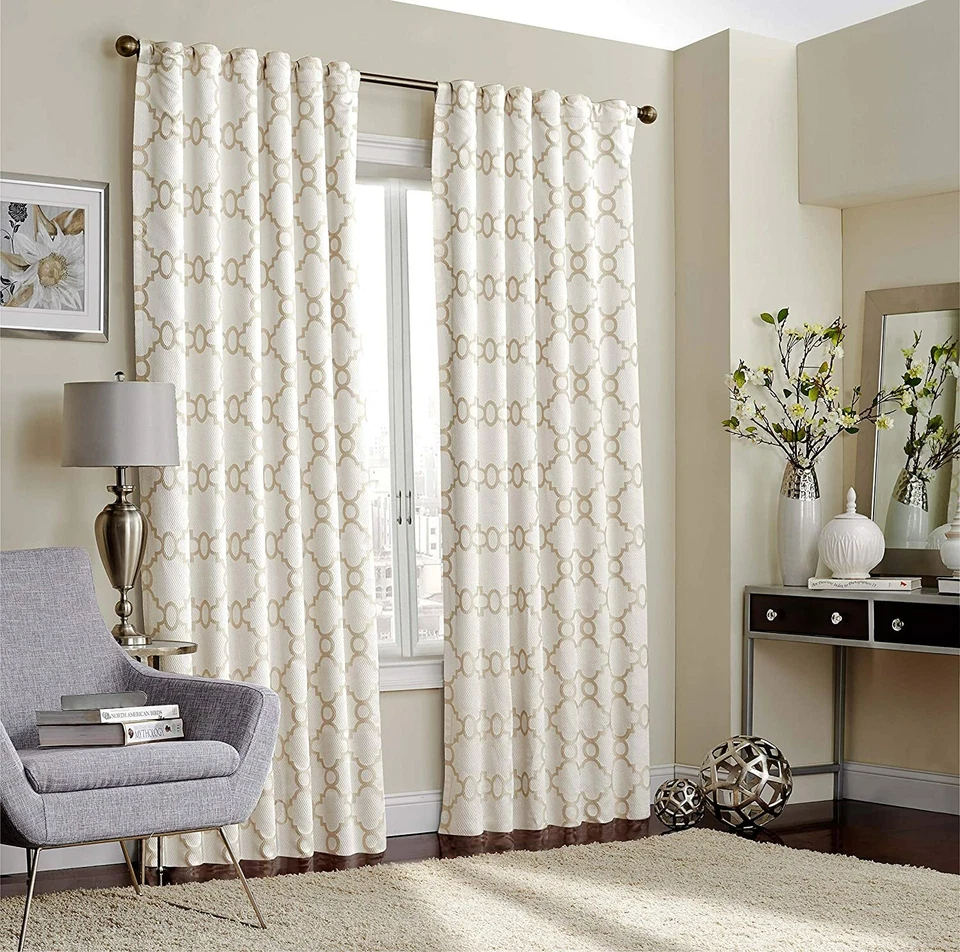 New Eclipse One Rod Pocket Curtains Bedroom Single Panel Ivory 52x108 $129 T054 - Image 1 of 1