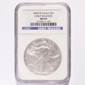 2008-W Silver American Eagle Dollar NGC MS69 Early Releases - Picture 1 of 2