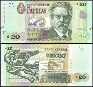 URUGUAY 20 PESOS URUGUAYOS 2015 UNC DR.JUAN ZORRILLA DE SAN MARTÍN A CENTAVO DERECHO - Imagen 1 de 1