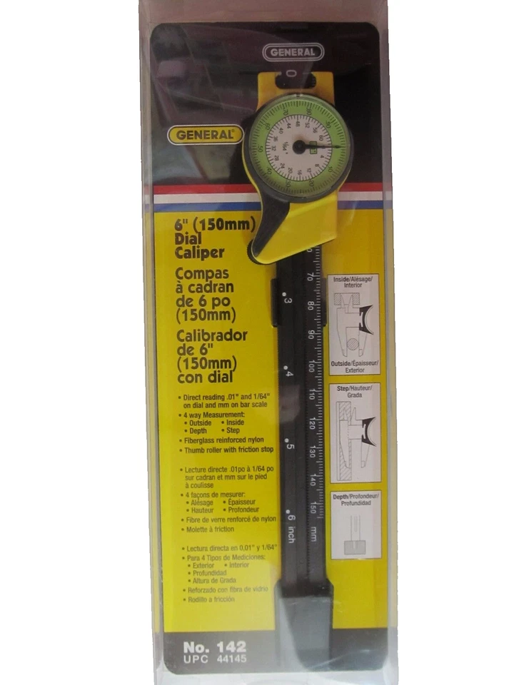 General Tools Instruments Inglés Estándar Métrico 6 Pulgadas 4 Vías Dial Pinza #142 Foto 1 de 2
