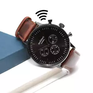 Contactless Payment Watch - Men's Motivator + Walnut Strap + Modern Font Engravi - Picture 1 of 11