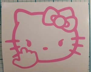 Hello Kitty Head Middle Finger Vinyl Decal Car Truck Window Laptop Bumper Cups - Picture 1 of 3