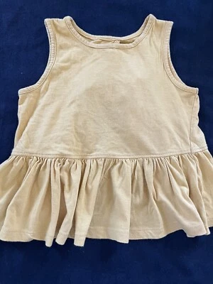 Pink Chicken Mustard Color Cotton/Modal Ruffled Open Back “Joy” Top-5 Years - Image 1 of 4