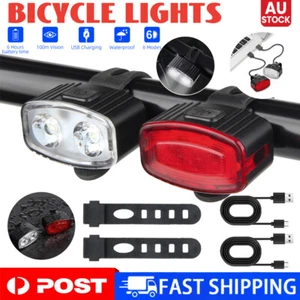 LED Bicycle Light Front Headlight Waterproof Bike Flashlight USB Rechargeable AU - Picture 1 of 13