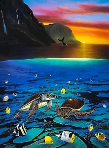 Wyland Ancient Mariner HAND SIGNED #'d lithograph art print sea turtle reef fish - Picture 1 of 9