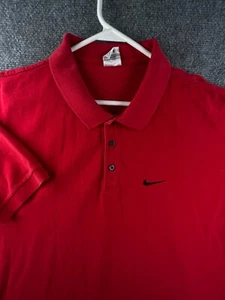 VTG Nike Red Short Sleeve Polo Shirt Cotton XL Peru Men’s Black Swoosh Logo - Picture 1 of 15