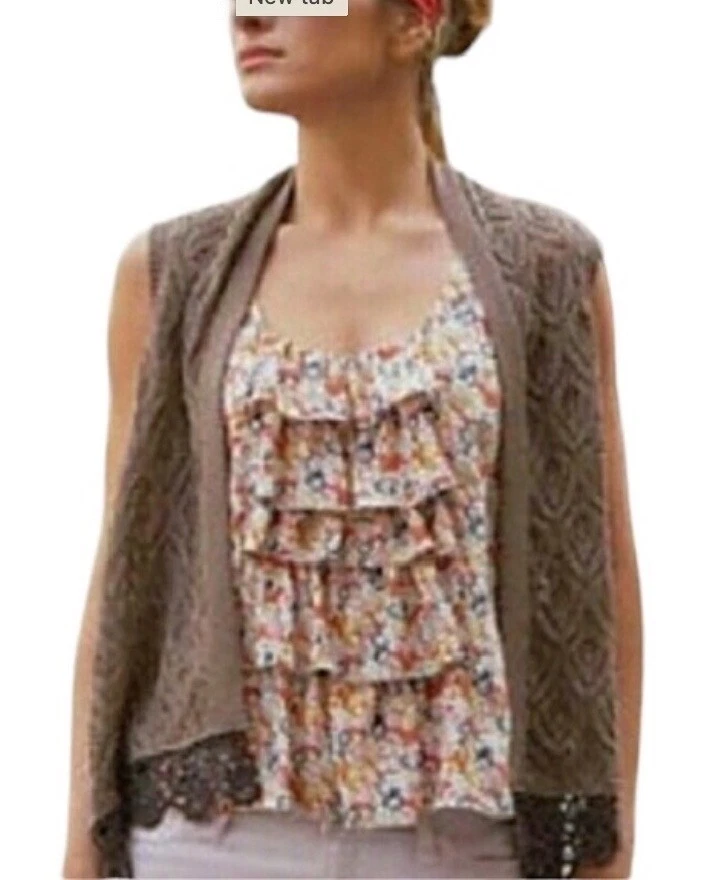 Anthropologie Sine Women Silk Sleeveless Ruffle Front Top Sz 2 a292 - Image 1 of 4