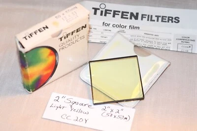 New TIFFEN 2" X 2" Square LIGHT YELLOW  CC20Y FILTER 50x50mm SQ Lt Yellow GLASS - Image 1 of 4