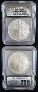 2007-W American $1 Silver Eagle Uncirculated ICG MS70 First Day Of Issue 24436 - Picture 1 of 1