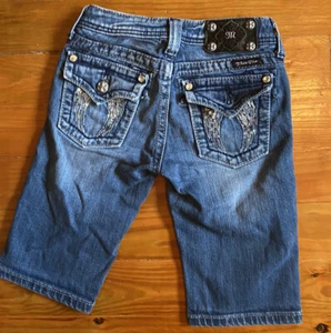 Miss Me Girls Jean Shorts Size 10 Blue Bermuda Denim - Picture 1 of 5
