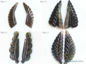 Carved Leaf Tourmaline Gemstone, Tourmaline Leaf Carved Stone, Multi Color - Picture 1 of 17