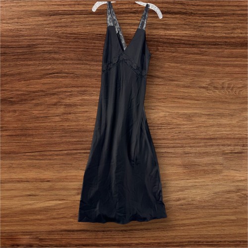 VALENTINO Abito donna The Drop Valentina pizzo orlato slim slip nero piccolo