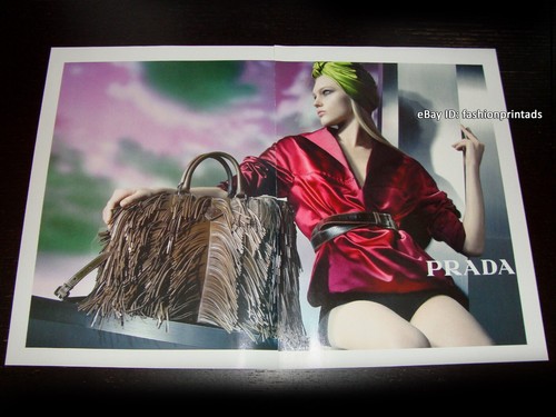PRADA 2 pagine STAMPA ANNUNCIO PRIMAVERA 2007 SASHA PIVOVAROVA Steven Meisel FRANGIA NAPPA