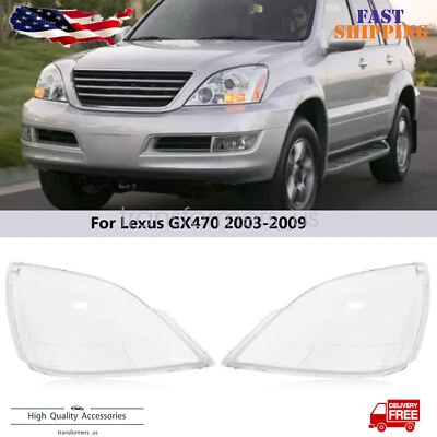 Pair Headlight Lens Cover For Lexus GX470 2003-2009 Left + Right Headlamp Shell - Image 1 of 4