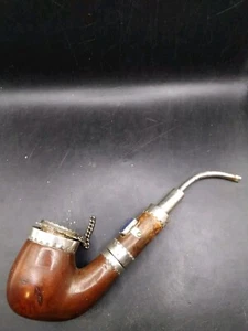 Vintage White Metal Mounted Smoking Pipe Needs Work Possibly Middle Eastern - Picture 1 of 16