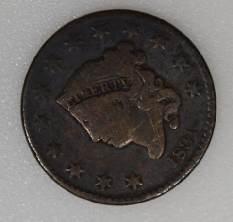 1831 Coronet Head Large Cent Medium Letters Good Cover