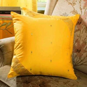 Funda de almohada amarilla decorativa hecha a mano con funda de cojín Euro Sham-6 tallas - Imagen 1 de 2