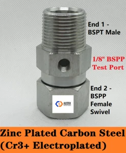 BSPT Male / Female x Test Port 1/8" BSPP/F - Test Point Tee - Hydraulic Adaptor - Picture 1 of 6