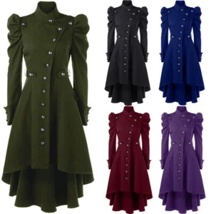 Gothic Damen Steampunk viktorianischer Schwalbenschwanz langer Trenchcoat Jacke Oberbekleidung - Bild 1 von 17