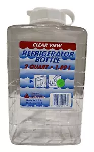 Clear Refrigerator Bottle 2 Quart Flip Spout Leak-Proof Cap - Made in the USA - Picture 1 of 8