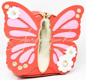 Bolso de Maquillaje Mariposa Naranja Bath & Body Works Cartera Mochila Correas Acentos Dorados - Imagen 1 de 3