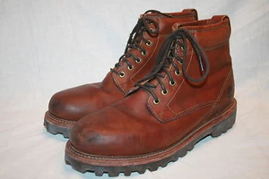 TIMBERLAND BROWN LEATHER LACE UP ANKLE WORK BOOTS w/Tag Size 11 M 7" Tall - Picture 1 of 11