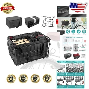 Durable 56 lb Load Capacity Bike Basket with Quick Release for Adults - Black - Picture 1 of 9