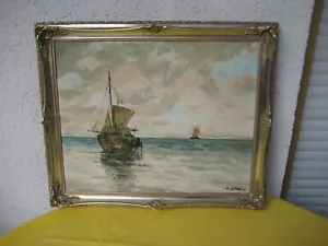 Ölgemälde Segelschiffe / Boote auf See / Meer signiert: O. Stawi aus Sammlung - Bild 1 von 4