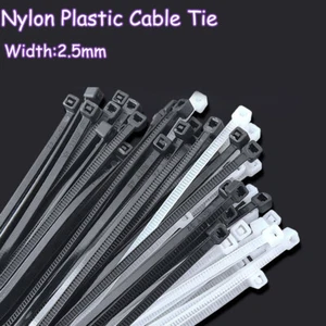 Envolturas de cable de plástico de nailon de 2,5 mm de ancho con cremallera fuertes todos los tamaños blanco/negro - Imagen 1 de 12