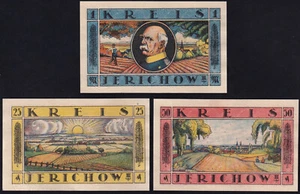 1921 Jerichow Germany Notgeld Lot 3 Emergency Money Rare Banknote Complete Set - Picture 1 of 2