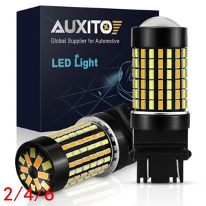 AUXITO 3156 3157 Amber&White Switchback LED Turn Signal Parking Light Bulb 2/4/6 - Picture 1 of 20