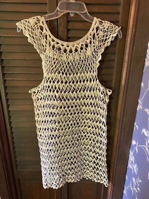 Vintage Hand Crocheted Tunic Or Mini Dress - Image 1 of 4