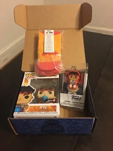 Funko Pop 8 Bit Ryu Street Fighter Vinyl Figure Socks Lanyard GameStop Lot New - Picture 1 of 12