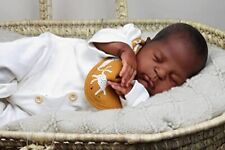 Lifelike Reborn Baby Dolls Black Boy Sleeping 20 Inch African American Silico...