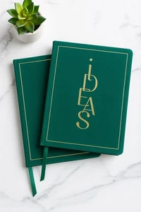 Set of 2 Threshold IDEAS Journals 6”x8” Green Gold Foil Hardcover 120 Sheets NEW - Picture 1 of 4