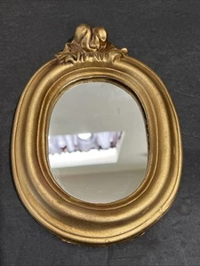 MCM Gold Gilt Ornate Plaster Wall Mirror Rococo Baroque Style Oval Small - Picture 1 of 16