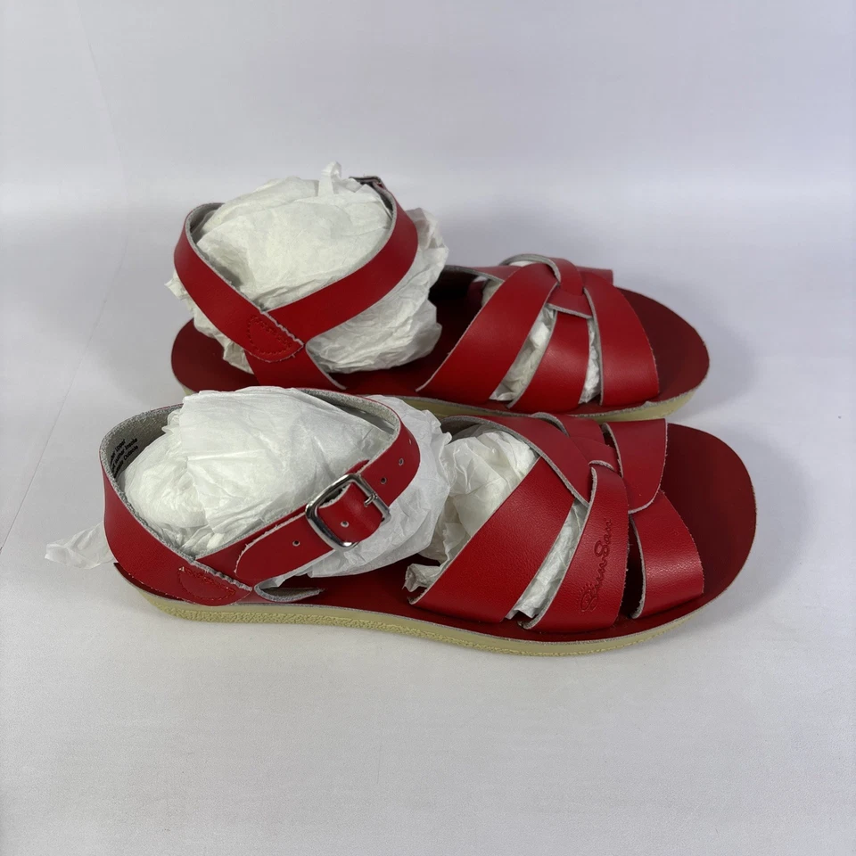 Sandalias Sun San Surfer rojas - dos correas - cuero niños pequeños talla 4 Foto 1 de 4