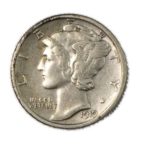 1919-D Mercury Silver Dime Denver Extremely Fine XF+ - Picture 1 of 2