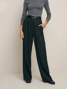 Pantalón Reformation Mason Negro Tencel Lyocell Relajado Talla 6 Cápsula Minimalista - Imagen 1 de 9