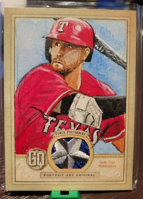 2019 Topps Gypsy Queen Portrait Art Patch 1/1 Joey Gallo Artist Signed Rare - Image 1 of 2