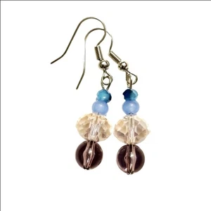 Chic Pendientes de Cuentas Rosa, Morado y Azul Hechos a Mano - Imagen 1 de 3