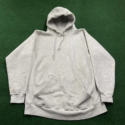 Sudadera con Capucha Vintage Tejido Inverso Para Hombres M Gris 80S Bassett Walker Pullover Sudadera Foto 1 de 4