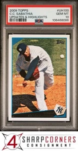 2009 TOPPS UPDATES & HIGHLIGHTS #UH100 C.C. SABATHIA YANKEES HOF POP 6 PSA 10 - Picture 1 of 2