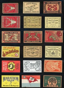 ¡LOTE DE 18 ETIQUETAS PUBLICITARIAS MATCHBOX VINTAGE!! G55 - Imagen 1 de 1