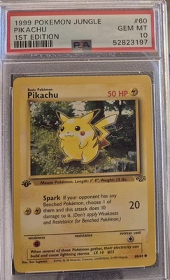 1999 English Pokemon 1st Edition JUNGLE PSA 10 Gem Mint PIKACHU 60/64 - Image 1 of 2