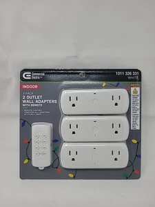 Commercial Electric 2-Outlet Wall Adapters w/ Remote 3-Pack Indoor White, New - Picture 1 of 2