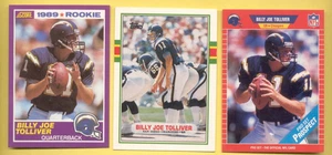 1989 Topps Pro Set Score BILLY JOE TOLLIVER San Diego Chargers Rookie 3-Card Lot - Bild 1 von 1